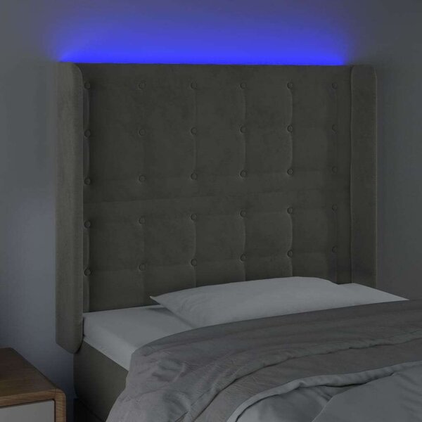 VidaXL világosszürke bársony LED-es fejtámla 103x16x118/128 cm