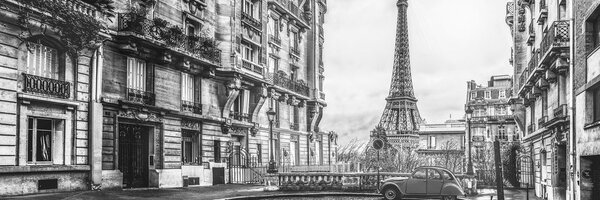Kép Eiffel töröny Párizsban fekete fehérben