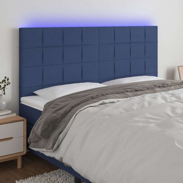 VidaXL Kék Szövet LED Ágyfejtámla - 200x5x118/128cm