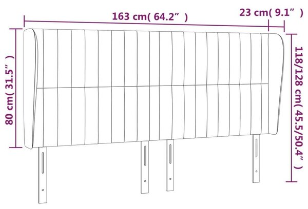 VidaXL Bársony Fejtámla - Sötétkék - 163cm
