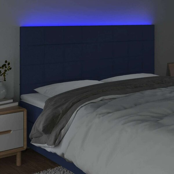 VidaXL Kék Szövet LED Ágyfejtámla - 200x5x118/128cm