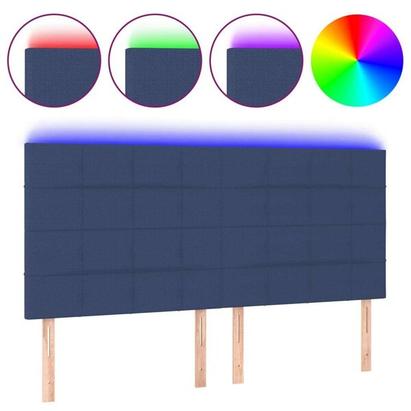 VidaXL Kék Szövet LED Ágyfejtámla - 200x5x118/128cm