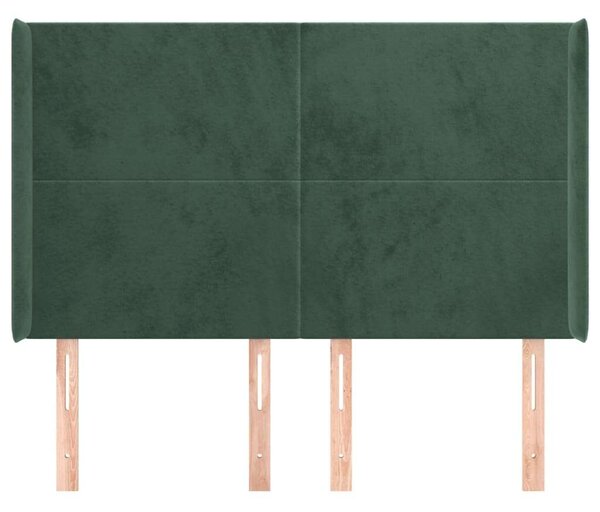 VidaXL Zöld Bársony Ágytámlá - Szárnyakkal - 147x16x118/128cm