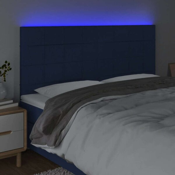 VidaXL Kék Szövet LED Ágyfejtámla - 200x5x118/128cm