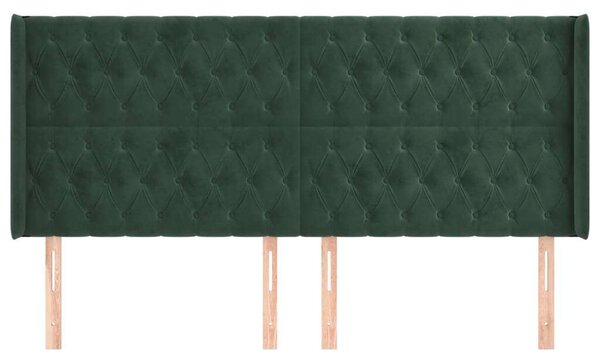 VidaXL Zöld Bársony Fejtámla Szárnyakkal - 183x16x118/128 cm