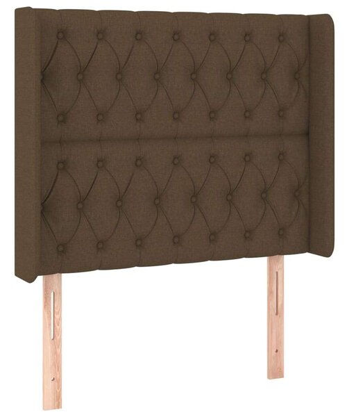 VidaXL Fejtámla Szárnyakkal - Sötétbarna Szövet - 103x16x118/128cm