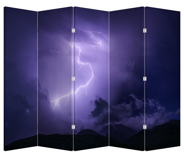 Paraván - Lila égbolt és villám (210x170 cm)