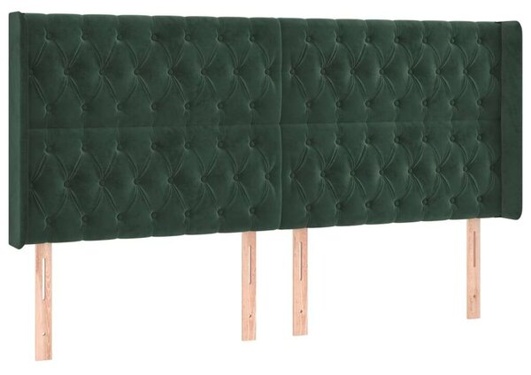 VidaXL Zöld Bársony Fejtámla Szárnyakkal - 183x16x118/128 cm