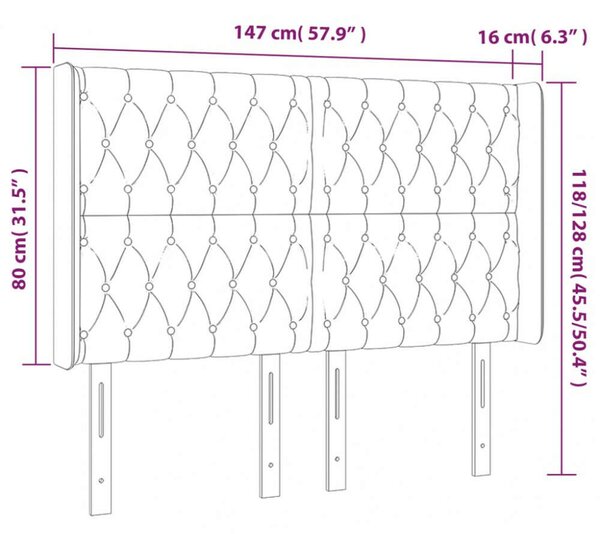 VidaXL kék szövet LED-es fejtámla 147x16x118/128 cm