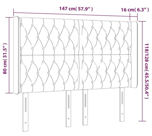 VidaXL kék szövet LED-es fejtámla 147x16x118/128 cm