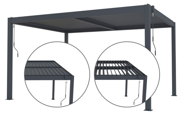 Bioklimatikus pergola G21 Austin 4x3 m, antracit, alumínium