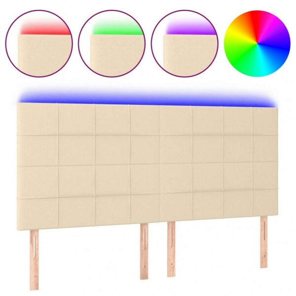 VidaXL krémszínű szövet LED-es fejtámla 200x5x118/128 cm
