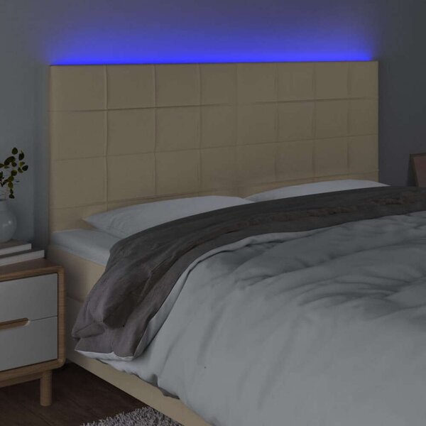 VidaXL krémszínű szövet LED-es fejtámla 200x5x118/128 cm