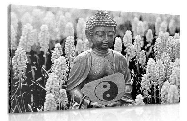 Kép Buddha jing jang szimbólummal fekete fehérben