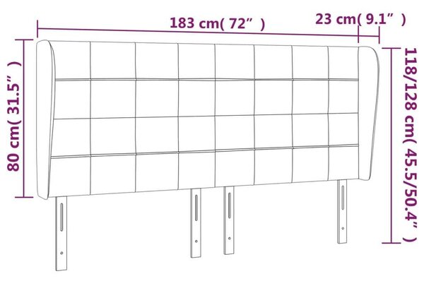 Bársony Fejtámla Szárnyakkal - Sötétszürke - 183cm