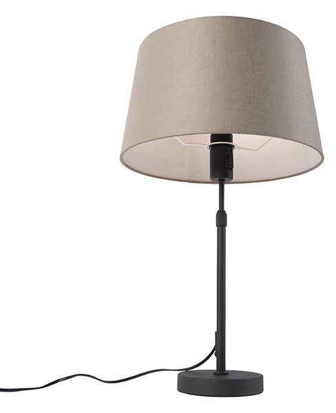 Asztali lámpa fekete lenvászon árnyékolóval, taupe színű, 35 cm állítható - Parte
