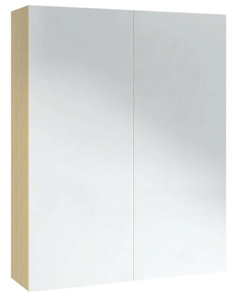 VidaXL fehér és tölgy MDF tükrös fürdőszobaszekrény 60 x 15 x 75 cm