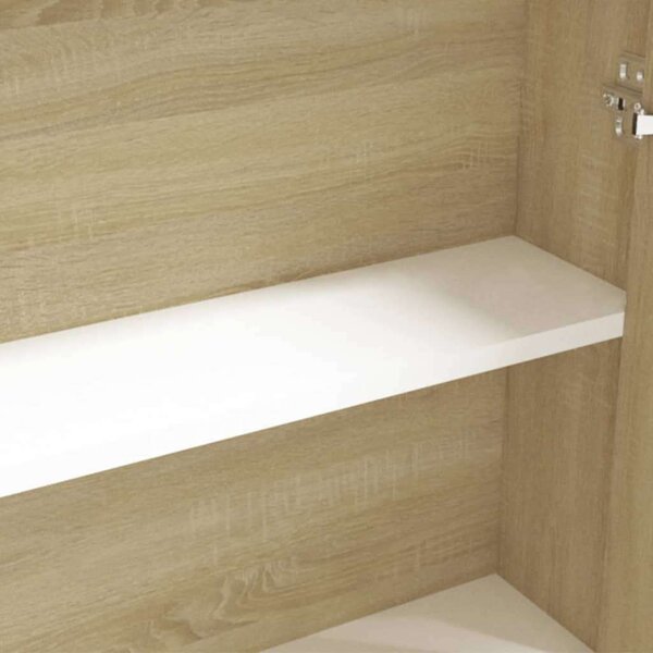 VidaXL fehér és tölgy MDF tükrös fürdőszobaszekrény 60 x 15 x 75 cm