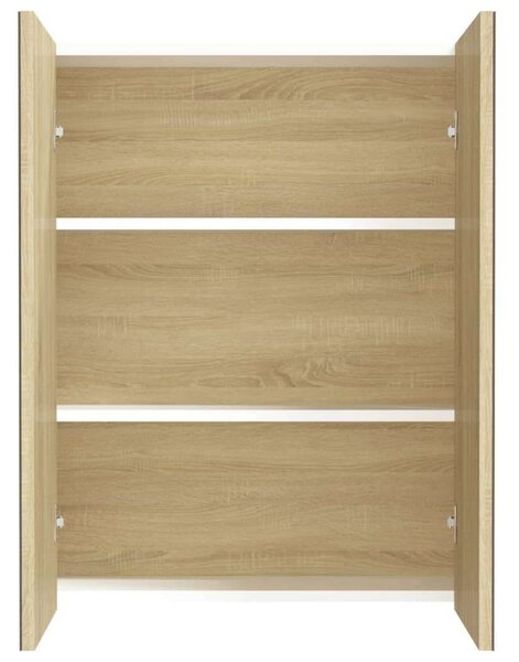 VidaXL fehér és tölgy MDF tükrös fürdőszobaszekrény 60 x 15 x 75 cm