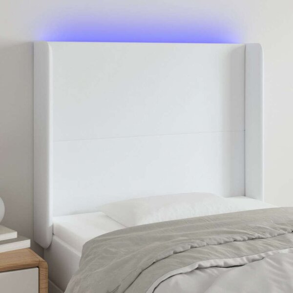 VidaXL LED-es Fejtámla - Műbőr - Fehér - 83x16x118/128cm