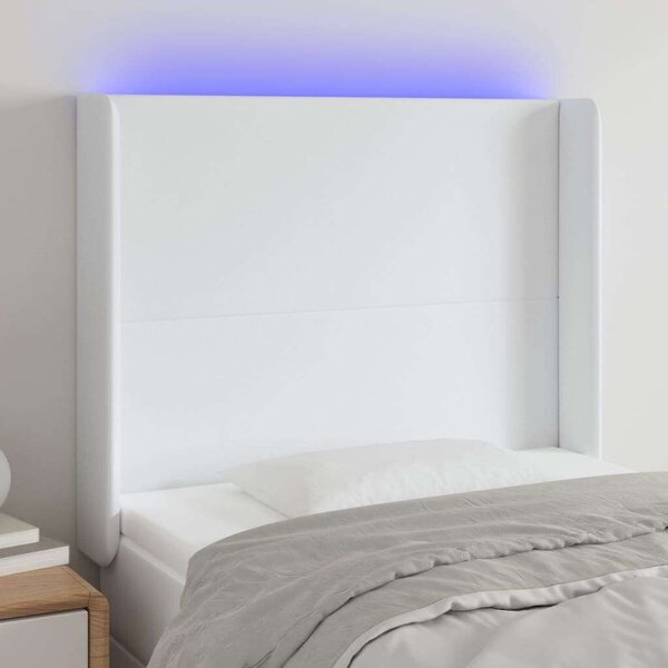 VidaXL LED-es Fejtámla - Műbőr - Fehér - 83x16x118/128cm