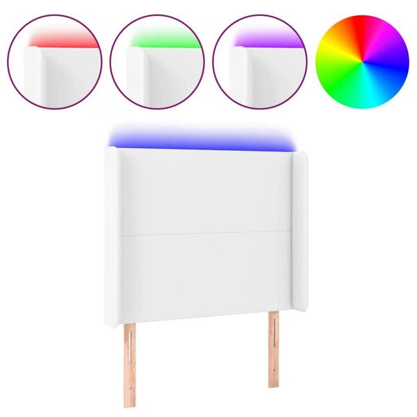 VidaXL LED-es Fejtámla - Műbőr - Fehér - 83x16x118/128cm
