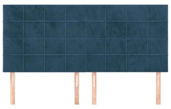 VidaXL 4 db sötétkék bársony fejtámla 90x5x78/88 cm