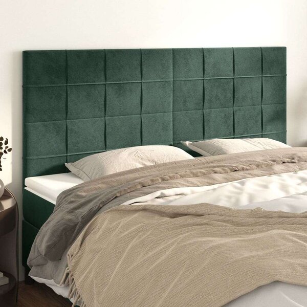 VidaXL 4 db sötétzöld bársony fejtámla 90x5x78/88 cm