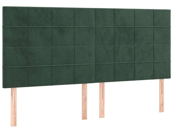 VidaXL 4 db sötétzöld bársony fejtámla 90x5x78/88 cm