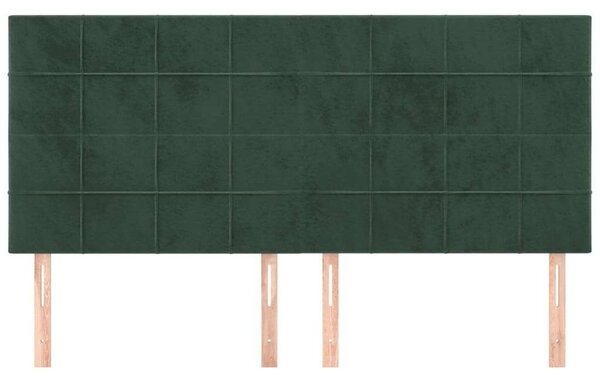 VidaXL 4 db sötétzöld bársony fejtámla 90x5x78/88 cm