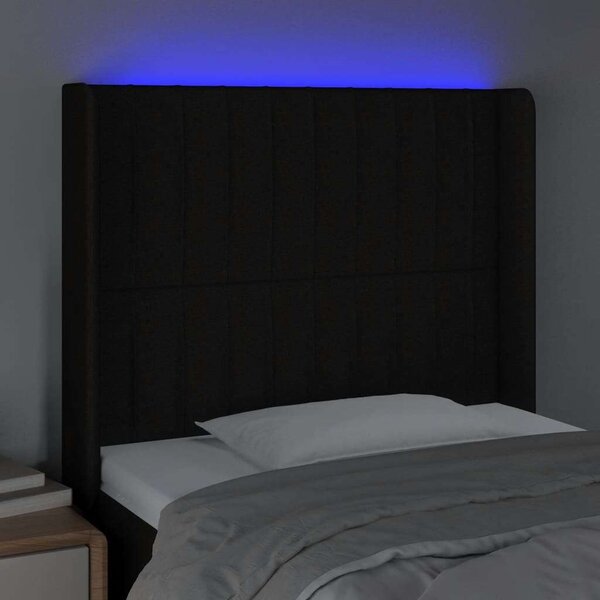 VidaXL fekete szövet LED-es fejtámla 103x16x118/128 cm