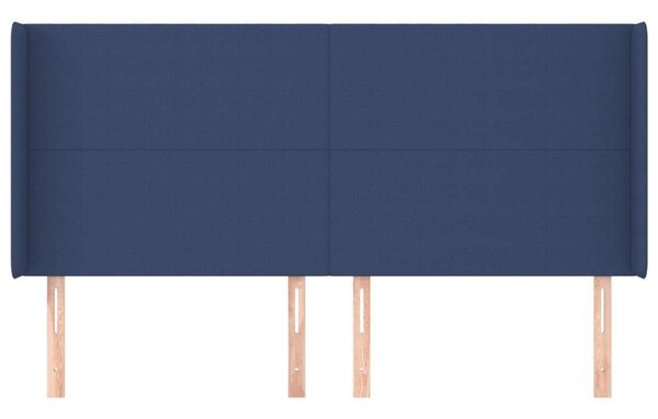 VidaXL Kék Szövet Fejtámla Szárnyakkal - 203x16x118/128 cm