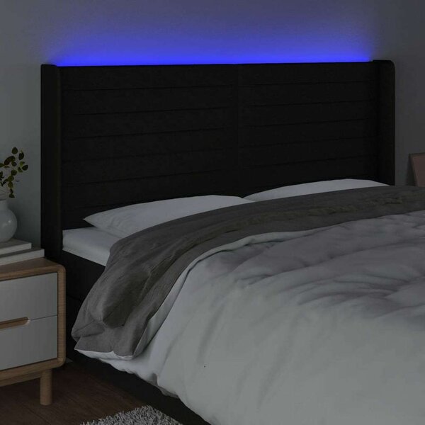 VidaXL LED-es Fejtámla - Fekete Szövet - 163x16x118/128cm