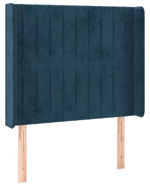VidaXL Bársony Fejtámla Szárnyakkal - Sötétkék - 83x16x118/128cm