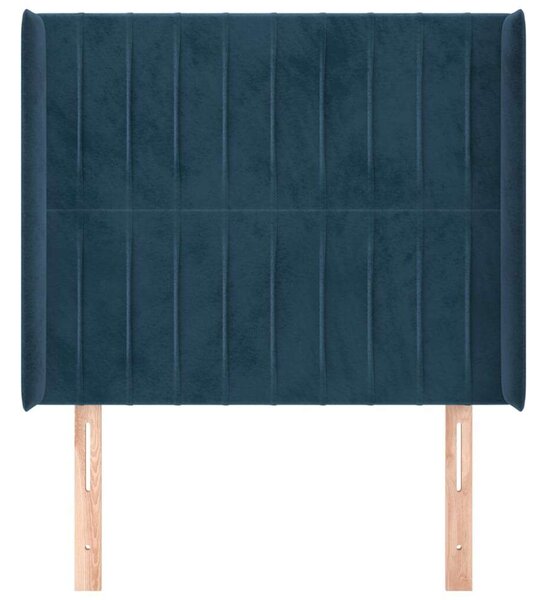 VidaXL Bársony Fejtámla Szárnyakkal - Sötétkék - 83x16x118/128cm