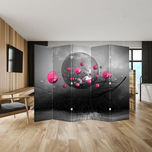 Paraván - Rózsaszín absztrakt gömbök (210x170 cm)