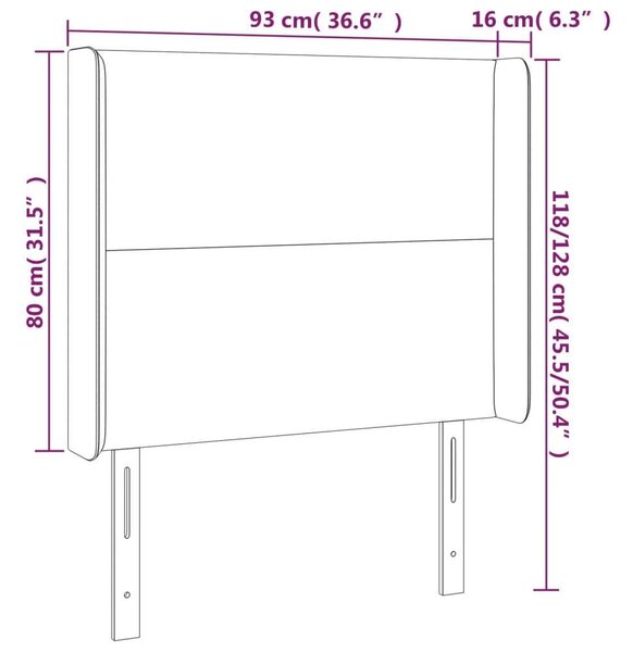 VidaXL LED Ágyfejtámla - Sötétbarna Szövet - 93x16x118/128cm