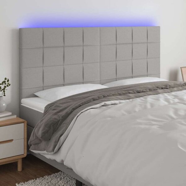 VidaXL világosszürke szövet LED-es fejtámla 200x5x118/128 cm