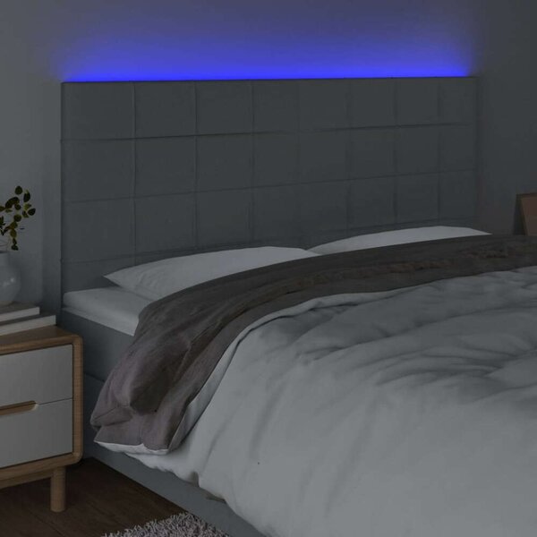 VidaXL világosszürke szövet LED-es fejtámla 200x5x118/128 cm