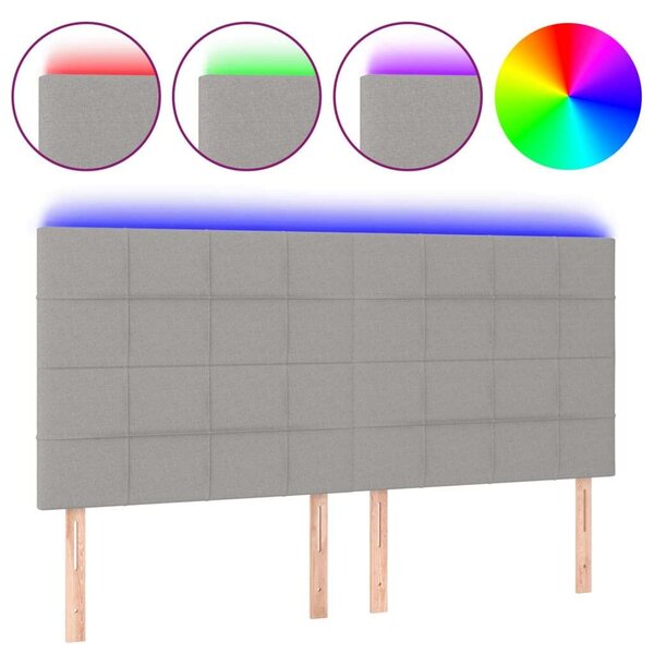 VidaXL világosszürke szövet LED-es fejtámla 200x5x118/128 cm