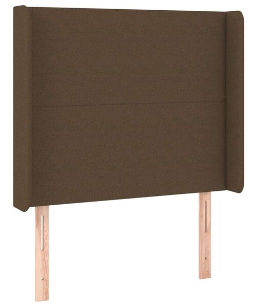 VidaXL LED Ágyfejtámla - Sötétbarna Szövet - 93x16x118/128cm