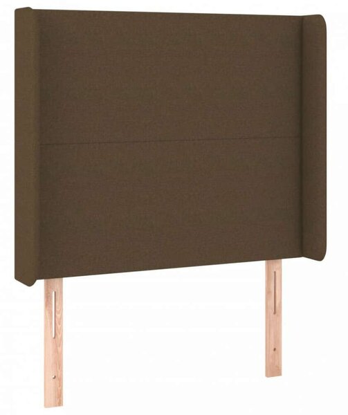 VidaXL LED Ágyfejtámla - Sötétbarna Szövet - 93x16x118/128cm