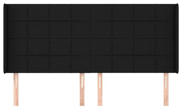 VidaXL Fekete Szövet Fejtámla Szárnyakkal - 163x16x118/128cm