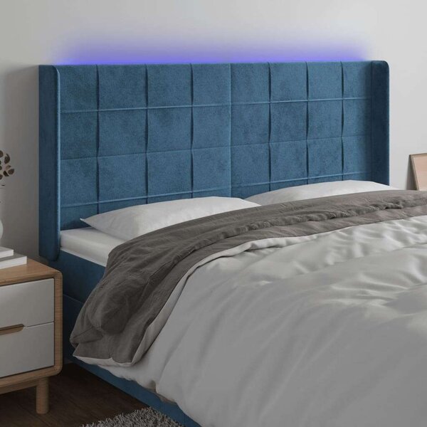 VidaXL Bársony Fejtámla LED-es - Sötétkék - 203cm