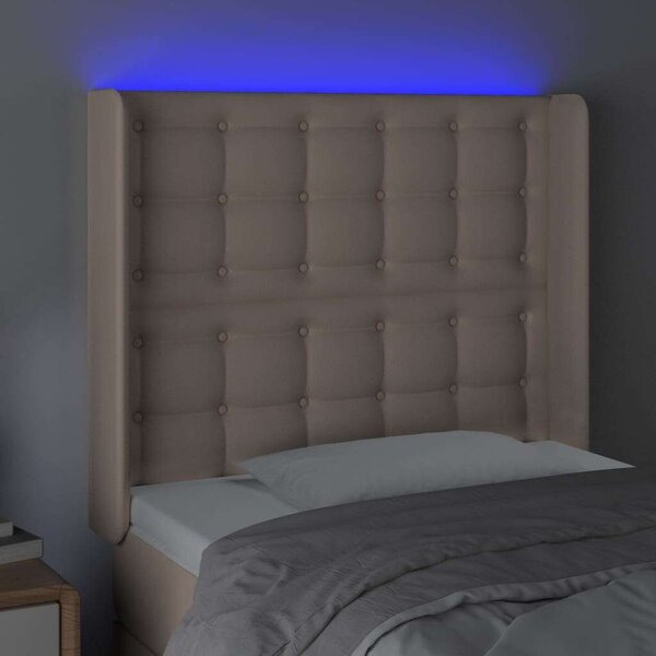 VidaXL cappuccino műbőr LED-es fejtámla 83x16x118/128 cm