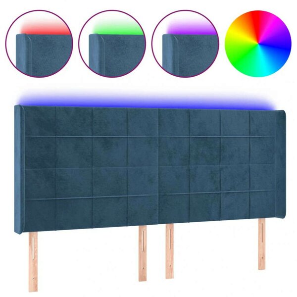 VidaXL Bársony Fejtámla LED-es - Sötétkék - 203cm