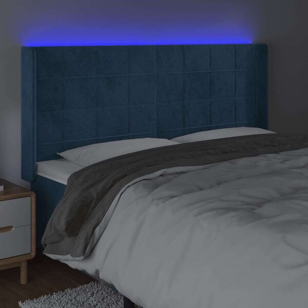 VidaXL Bársony Fejtámla LED-es - Sötétkék - 203cm