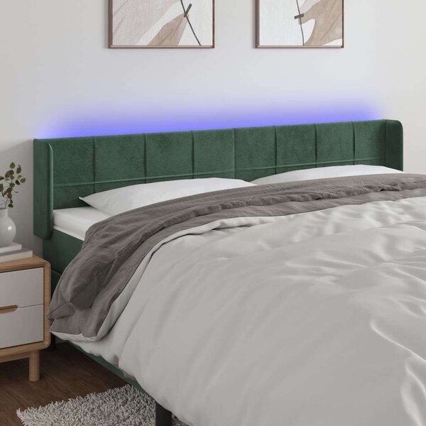 VidaXL LED-es Bársony Fejtámla - Sötétzöld - 183cm