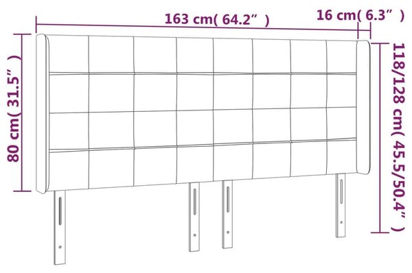 VidaXL Fejtámla - Bársony - Fekete - 163x118/128cm