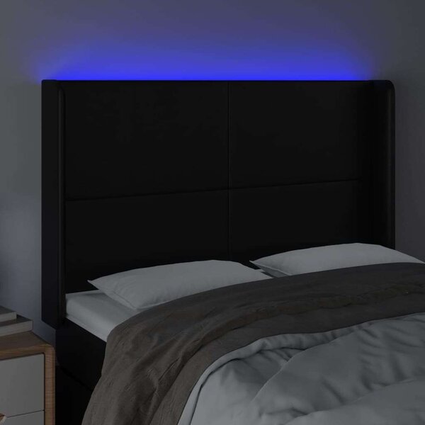 VidaXL fekete műbőr LED-es fejtámla 147x16x118/128 cm